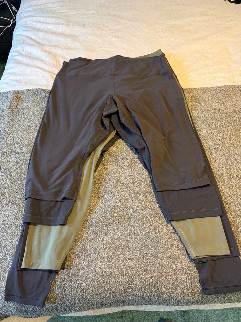 Lululemon leggings. Set of 5 (4 black, 1 olive green)